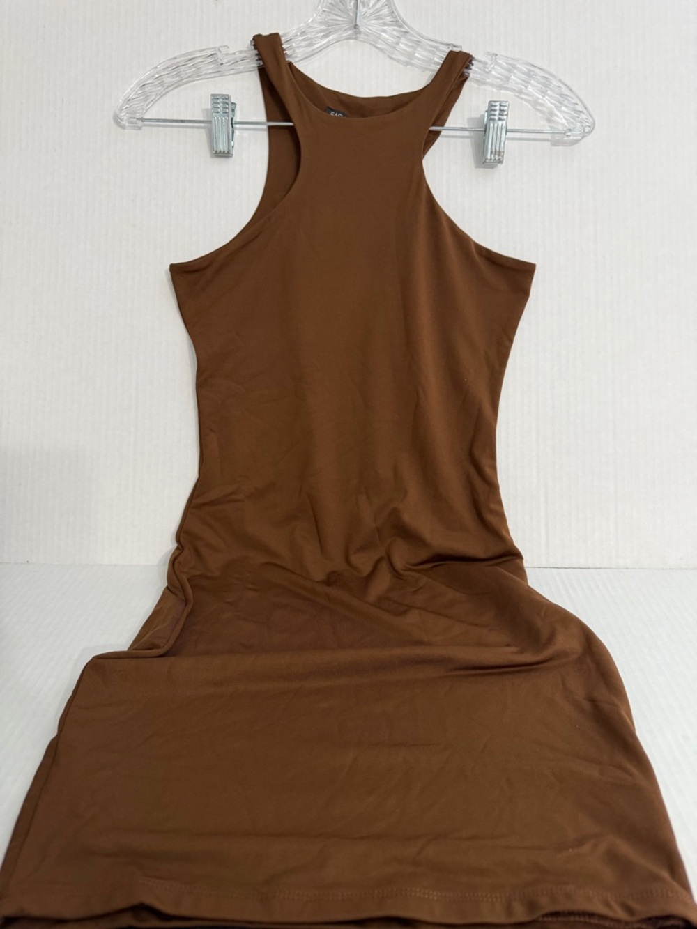 Fashion Nova Brown Serena Smooth Sleeveless Racerback Bodycon Dress
